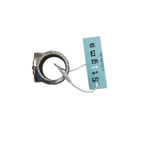 Men's Silver Tone Patina Crown Ring Stigma Sz.9 Men’s Jewelry Fashion - Picture 6 of 7